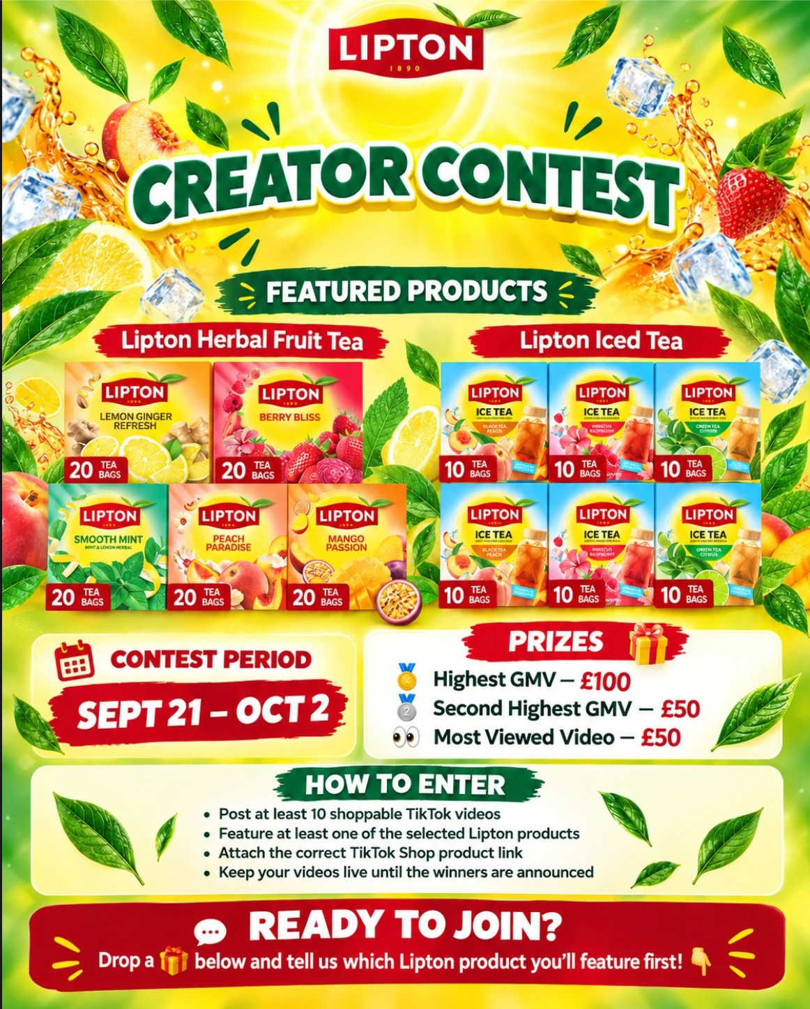 Lipton creator contest brief shared with the affiliate community