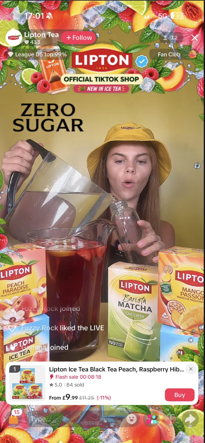 Lipton Ice Tea LIVE with a flash sale running